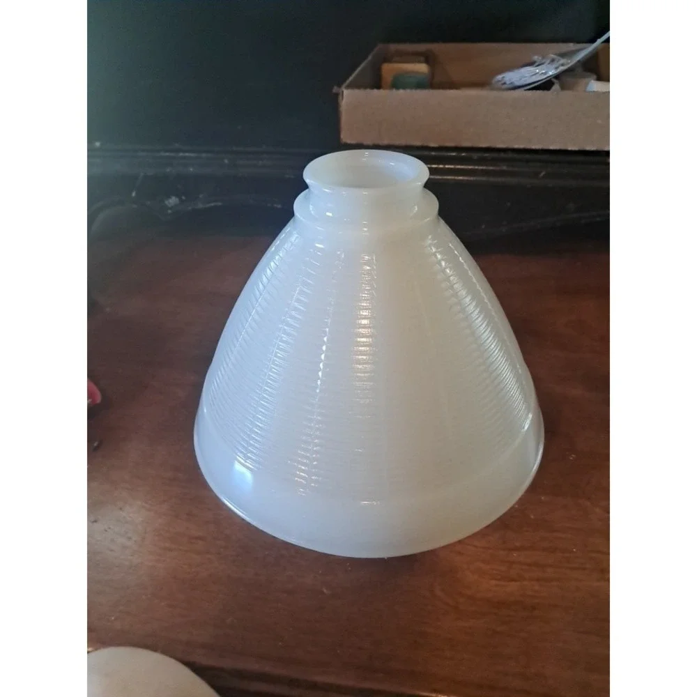 Vintage White Milk Glass Globe Torchiere Lamp Shade Ribbed Circular J/1
